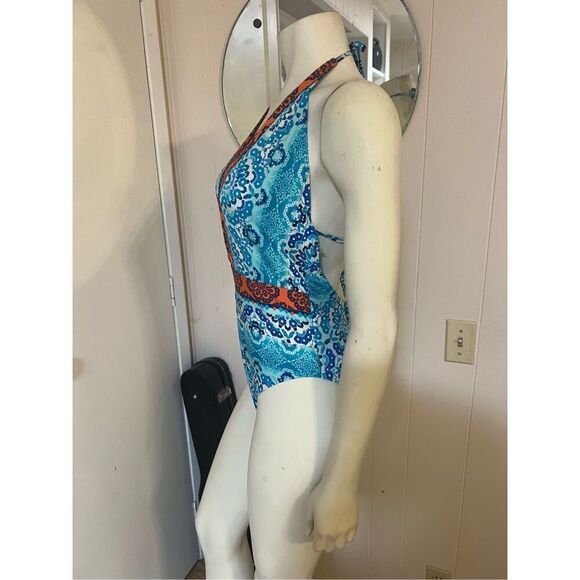 La Blanca All in the Mix Plunge Halter One-Piece Swimsuit S/M - Picture 3 of 7